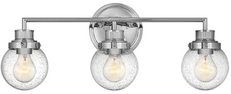 Wandleuchte Bad 61,5 cm lang IP44 3x E27 Kugel Schirm Chrom aus Glas Metall Vintage Design Wandlampe Badezimmer Spiegel Licht