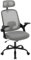 WOLTU Sedia Ufficio Ergonomica con Poggiatesta e Braccioli Regolabili, Supporto Lombare, Poltrona Scrivania Girevole in Rete Traspirante Funzione Dondolo, Grigio