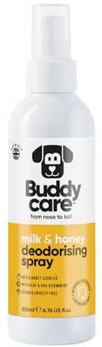 Buddycare Dog Deodorising Spray - Deodorising Spray for Dogs - With Aloe Vera and Pro Vitamin B5 (Milk & Honey, 200ml)