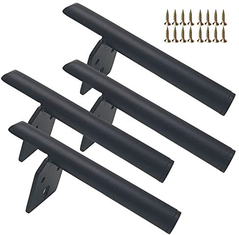 Lot de 4 pieds de meubles modernes en métal noir - 20 cm