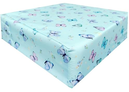 Toddler Booster Seat Cushion with Adjustable Straps and Washable Removable Cover Portable Dining Chair Pad for Kids and Baby - Travel-Friendly Seat Pads for Table Height Increasing [Butterflies]