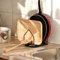PAVSTINE Rangement Casserole Tiroir Cuisine avec Bac D'égouttage, Range Couvercle Casserole pour Couvercle de 16 à 34 cm, Support Planche a Decouper, Porte Couvercle, Repose Cuillère Cuisine, Noir