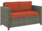 Outsunny Rattan Sofa, 2 Seater Garden Furniture with Soft Padded Cushion and Armrests, Wicker Garden Loveseat for Patio, Grey