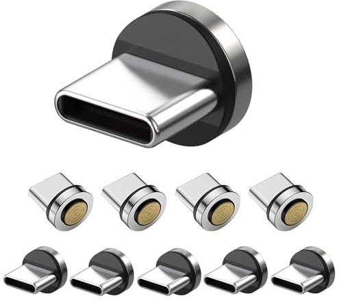 9 Pcs Magnetic Adapter Usb Type C Tip Heads Super Fast Charging Cable Connector 7 Pin 540° Rotating Heads Plug Data Transfer Dust Protection for Samsung S22 S21 iPhone 15 Laptop Tablet (No Cable)
