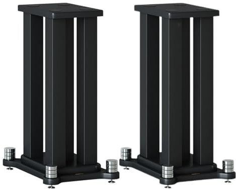 Support de haut-parleur creux en acier pour bibliothèque et moniteur de studio avec gestion des câbles pour home cinéma et salon 25 x 30 x 70 cm Améliore la qualité sonore et l'esthétique