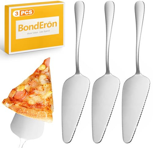 BondEron 3 Stück Tortenheber mit Schneidefunktion aus Edelstahl | Kuchenschaufel Set für Kuchen, Torte, Pizza & Lasagne | Kuchenheber
