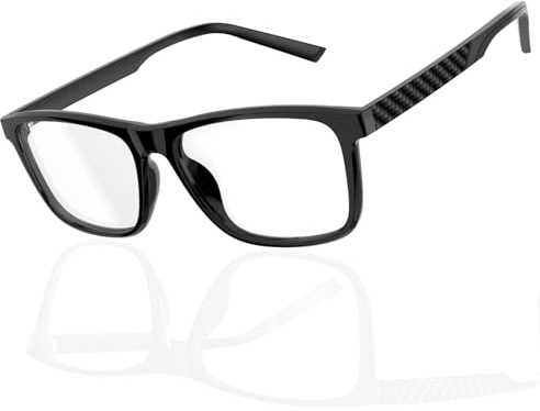 Amorays Premium Lesebrille Herren Ultraleicht TR90 Frame Blaulichtfilter hochwertig Lesebrillen 8085（Schwarz，+1.00）