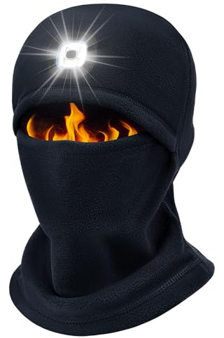 BTNEEU Sturmhaube Balaclava mit LED Licht Skimaske Winddicht Schlauchschal Herren Winter Thermo Wiederaufladbare USB Sturmmaske Warm Wintermütze mit Lampe für Fahrrad Ski Motorrad Camping (Marine)