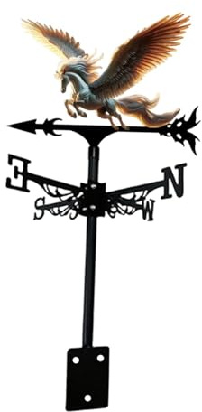 Colcolo Veleta de Caballo de Metal, diseño Retro, indicador de dirección del Viento para tejado, Adorno de Hierro Forjado para jardín, terraza, Exteriores y, Style B