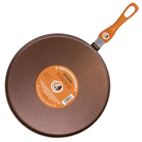 Riccionepiadina Testo Romagnolo 32cm – Padella per piadina universale gas e induzione, antiaderente in alluminio teflonato, manico bachelite, per carne e verdure