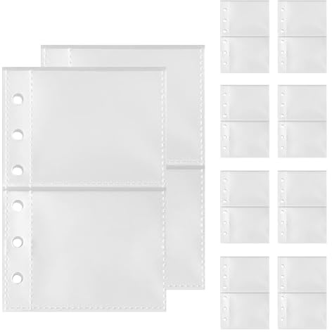 Clear Binder Pockets, Anti-Loss Storage,6-Hole Binder Pockets - for Project Reports Invoice Homework Photographs Cards