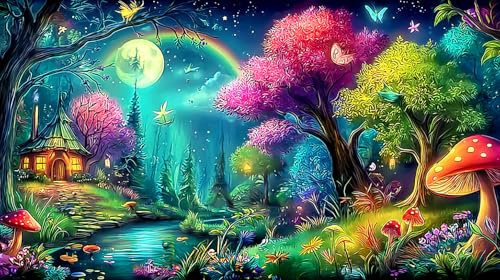 Fantasy-Nacht-Szene Puzzles 1000 Teile Schwer Spielzeug Lernspiel Impossible Herausforderungsspielzeug für Erwachsene und KinderFantasy-Nacht-Szene75x50cm/1000pcs