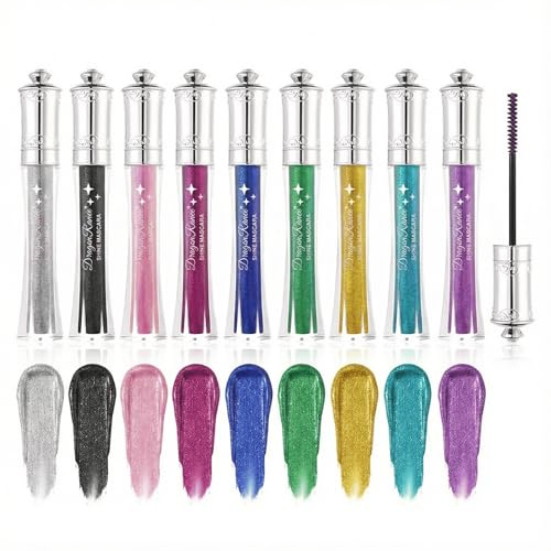 Sparkling Diamonds Mascara Set, wasserfeste, glänzende, farbenfrohe Wimperntusche für Wimpern, langanhaltende, verlängernde, voluminöse Glitzer-Mascara für Frauen