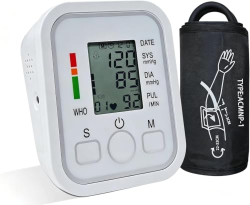 Blood Pressure Monitors,Upper Arm BP Machine for Home Use,Blood Pressure Machine with Voice Broadcasting 3 Colors LCD Display,2 Users Memories,Heart Rate Monitor,Pulse Measurement,Cuff of 22-32 cm