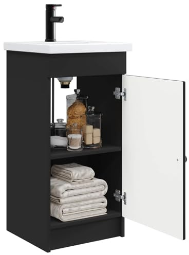 vidaXL Mobile da bagno con lavabo Nero 42 x 40 x 84,5 cm