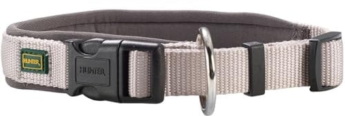 HUNTER Hundehalsung NEOPREN VARIO PLUS, Farbe: grau/grau, strapazierfähiges Nylon, weiche Neoprenpolsterung, stufenlos verstellbar, mit Zugentlastung, pflegeleicht, komfortabel, Größe: L-XL/2,5