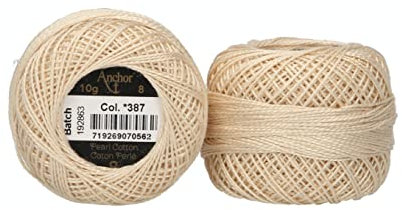 Anchor 4591008-00387 Stickgarne, 100% Baumwolle, creme, Stärke 8, 82m, 16 Gramm