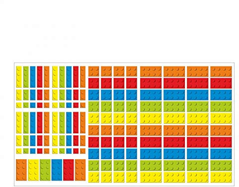 130 Wandtattoo Steine Bricks Bausteine - 146 Stück - Möbelaufkleber - coole Kinderzimmer Sticker Aufkleber Wanddeko Wandbild Junge Bausteine Bricks Größe 1750 x 980 mm