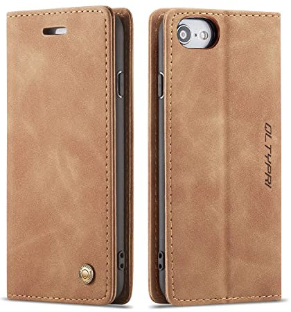 QLTYPRI Hülle für iPhone 6 Plus 6S Plus, Vintage Dünne Handyhülle mit Kartenfach Geld Slot Ständer PU Ledertasche TPU Bumper Flip Schutzhülle Kompatibel mit iPhone 6 Plus 6S Plus - Braun