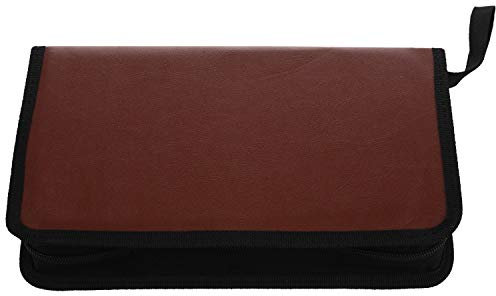 Cuasting 80-Discs Portable Leather Storage Bag Zippered Storage Case for CD DVD Hard Disk Album - Brown