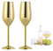 URCheers 2PCS 220ml bruchsicherer Edelstahl Spiegeloberfläche Wein Champagner Gläser - Hoher Becher für Picknick BBQ Party (Gold)
