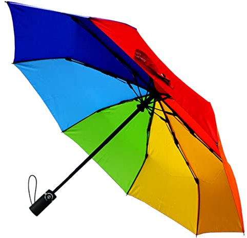 COLLAR AND CUFFS LONDON 80KPH Taschenschirm Automatik Klein - Regenschirm Faltbar - Stark Windfest Verstärkt mit Fiberglas - Auto AUF UND ZU Reise Regenbogenfarben Mehrfarbig Bunt