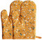 SEAUR Ofenhandschuhe Hitzebestaendig Topflappen Handschuh Baumwolle Topfhandschuhe Dick für Küche Kochen Backen Grillen - Gelb Blumen Muster - 1 Paar