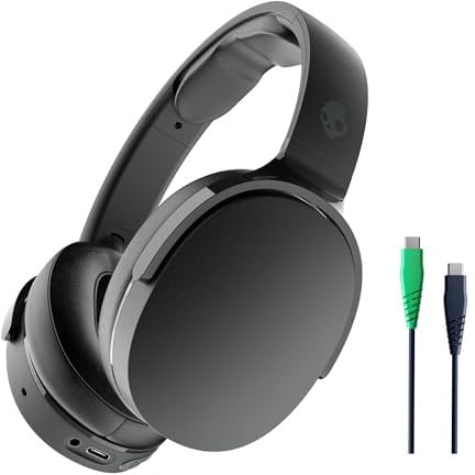 Skullcandy Hesh Evo Wireless Over-Ear Bluetooth Headphones with Charging Cable, Noise Isolating, Up to 36 Hours Battery, Foldable Lightweight Design, Microphone for iPhone Android - True Black