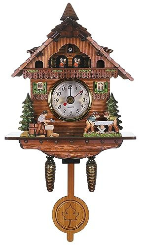 TOPPERFUN Hölzerne Hängeuhr Wanduhr Zu Hause Schlafzimmer Wanduhr Dekor Herrenuhren Vogelhausuhr Wanduhr Zum Aufhängen Retro-Uhr Robuste Wanduhr Wanduhr-dekor Holz Büro Produkt Haushalt