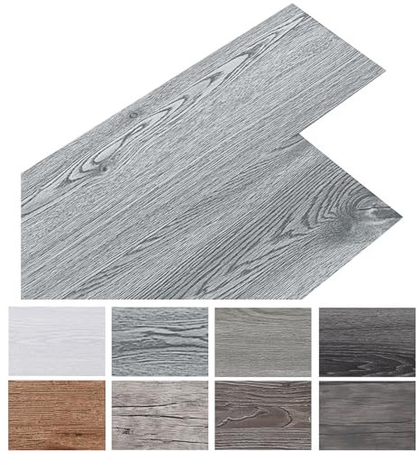 INMOZATA 5,02 m²/36 piastrelle in PVC, autoadesive, per pavimenti in vinile, laminato, 91,5 x 15,2 cm, spessore 2 mm, antiscivolo, impermeabile, tagliabile (grigio)
