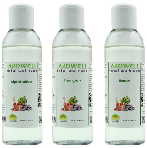 Arowell - Especias alpinas Eucalyptus Hammam sauna verter concentrado - 3 x 250 ml