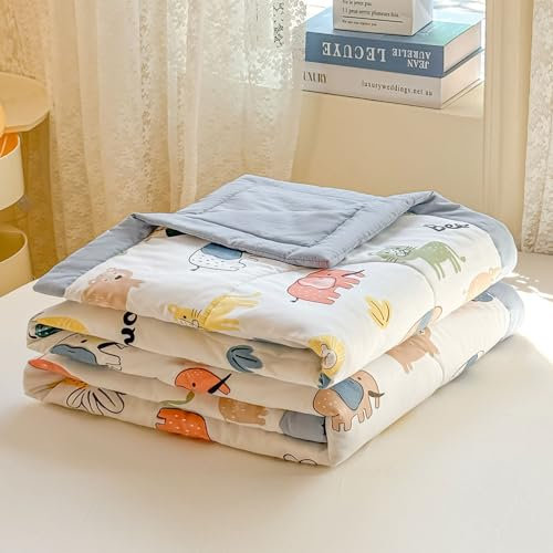DOTBUY-SHOP Quilted Bedspreads, Quilt Bed Throws Cotton Filling Duvet Single Double Super King Size Children's Bed Quilted Throw for All Season (150x200cm,Animal)