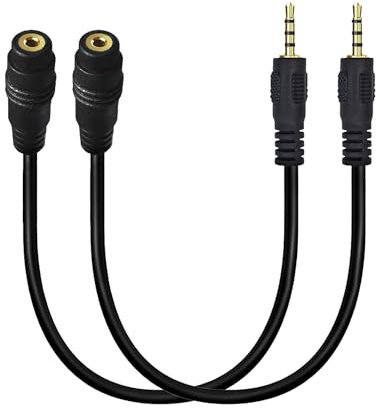 Seadream 2.5mm Male to Female Audio Extension Cable 25cm 2Pack 2.5mm TRRS Extension Cable Cord Headphone Audio Converter 4 Poles Stereo Adapter (Straight)