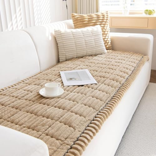 ShowyLive Cord Sofa überzug 1/2/3/4 Sitzer L Form Couch Überzug Ecksofa rutschfest Hund Katze -Antirutsch, Anti Slip Sofabezug Sofa Überwurf (Khaki, 70 * 150CM)