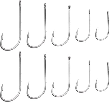 EMSea 50Pcs Bait Holder Sea Fishing Hooks Barbed Shank Hook Fishing Hook Worm Hook for Freshwater Saltwater Redfish Snook Black
