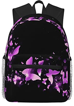 ESASAM Lässiger Rucksack mit Schmetterlings-Motiv, großes Fassungsvermögen, wasserdicht, 600d/PU-verschlüsseltes Oxford-Gewebe, Schwarz , One size