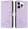 ScandiCasis iPhone 14 Pro Flip Case, Cat Pattern Leather Cover with [Card Slots] [RFID] [Wallet] [Kickstand] Shockproof Case, Purple