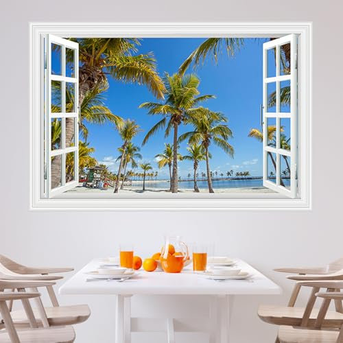 astylishome Wandtattoo Jugendzimmer Junge Wandsticker Wandaufkleber Beach Landschaft Selbstklebend 60 x 40 CM Fototapete Schlafzimmer Wohnzimmer Beach 1603