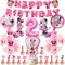 Luclay MN2 Luftballons Minie Kinder Geburtstag Deko Mädchen - 52Pcs Geburtstagsdeko Hintergrund, Latexballons Tortendeko Geburtstag, Folienballon Minie Mouse für Party, Kindergeburtstage