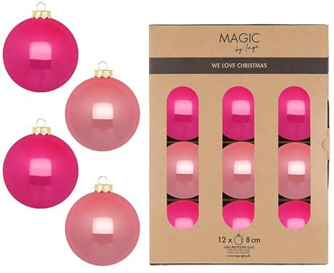 Weihnachtskugeln Glas 8cm 12 Stück - matt & glänzend - Christbaumkugeln Weihnachtsbaumkugeln für Weihnachten - Christbaumschmuck & Weihnachtsbaumschmuck - Candy Shop
