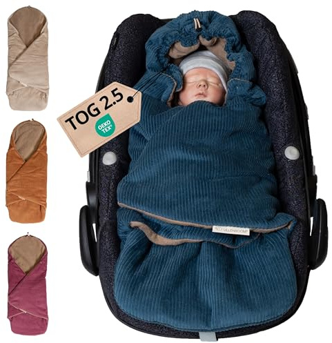 ULLENBOOM Einschlagdecke Babyschale, Ideal für Herbst und Winter, 100% OEKO-TEX Materialien, Cord Petrol (Made in EU) - Babydecke für Kindersitz oder Kinderwagen, kuschelige Decke für Babys