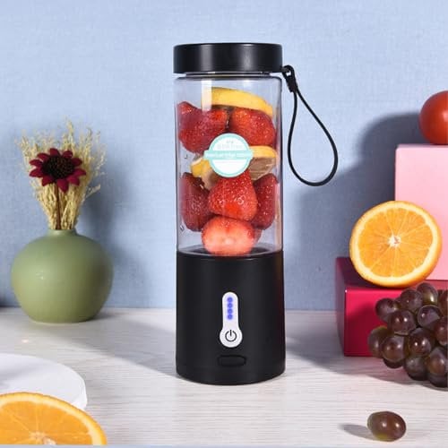 Mini presse-agrumes portable rechargeable par USB - Mini mélangeur de fruits - 530 ml - Noir