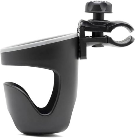 Zamboo Getränkehalter für Kinderwagen & Buggy – Universal einsetzbar, rutschfest & gummiert – Flaschenhalter Zubehör für Babys – Einfache Montage – Schwarz/Grau