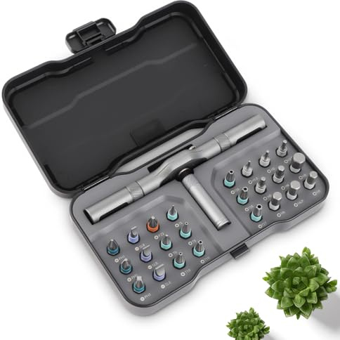 24 en 1 Tournevis à Cliquet, Kit Tournevis Magnétique de Précision, Poignée en Aluminium Amovible, Outils de Réparation pour Meubles, Bricolage, PC, Compact et Portable