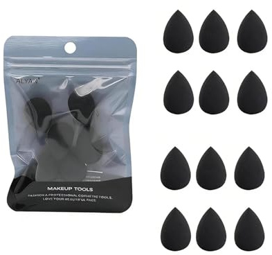 12PCS Mini Makeup Sponge, Concealer Highlight,and Eye Shadow Black Small Beauty Sponge Blender Set for Foundation,Powder