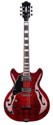Anfänger Elektrische Gitarre 6 Saitige Jazz E Gitarre Für Linkshänder Halbhohle Karosserie Saitenhalter Brücke Professionelle Leistung(Type 4)