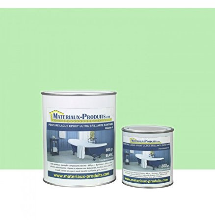 MATPRO - Peinture Laque Epoxy Salle de Bain - Sans Solvant, Auto-Lissant - Répare et Rénove Baignoire, Lavabo, Évier, Plan de Travail - Vert Pastel - 1Kg