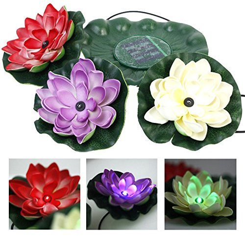 AntEuro LED wasserdichte schwimmende Poollichter, EONANT 3 Solar-Farbwechsel-Seerosen-Schwimmlichter, Pool-Garten-Aquarium-Hochzeitsdekoration