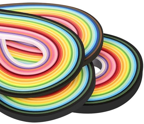 YURROAD Papier Quilling Set 4 Größe Quilling Papierstreifen mit 3mm/5mm/7mm/10mm Breite 54cm Länge 720 Streifen 36 Farben Quilling Paper Strips, (4er-Pack)