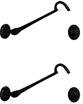 2 Black Wrought Iron Eye Hook 6 Rustproof Cabins Gates Doors Lockers